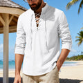 Metro Men's Linen Long-Sleeve Henley Shirt