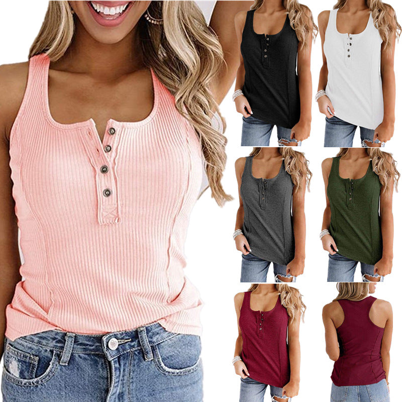 Aurelia Button Solid Tank Top