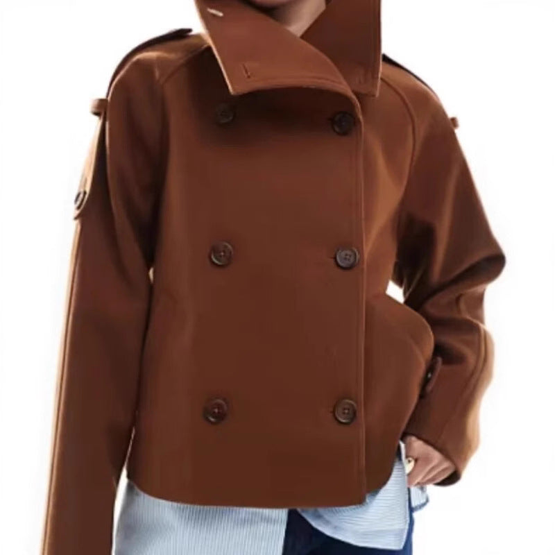 Lumen Short Stand-Collar Trench Coat