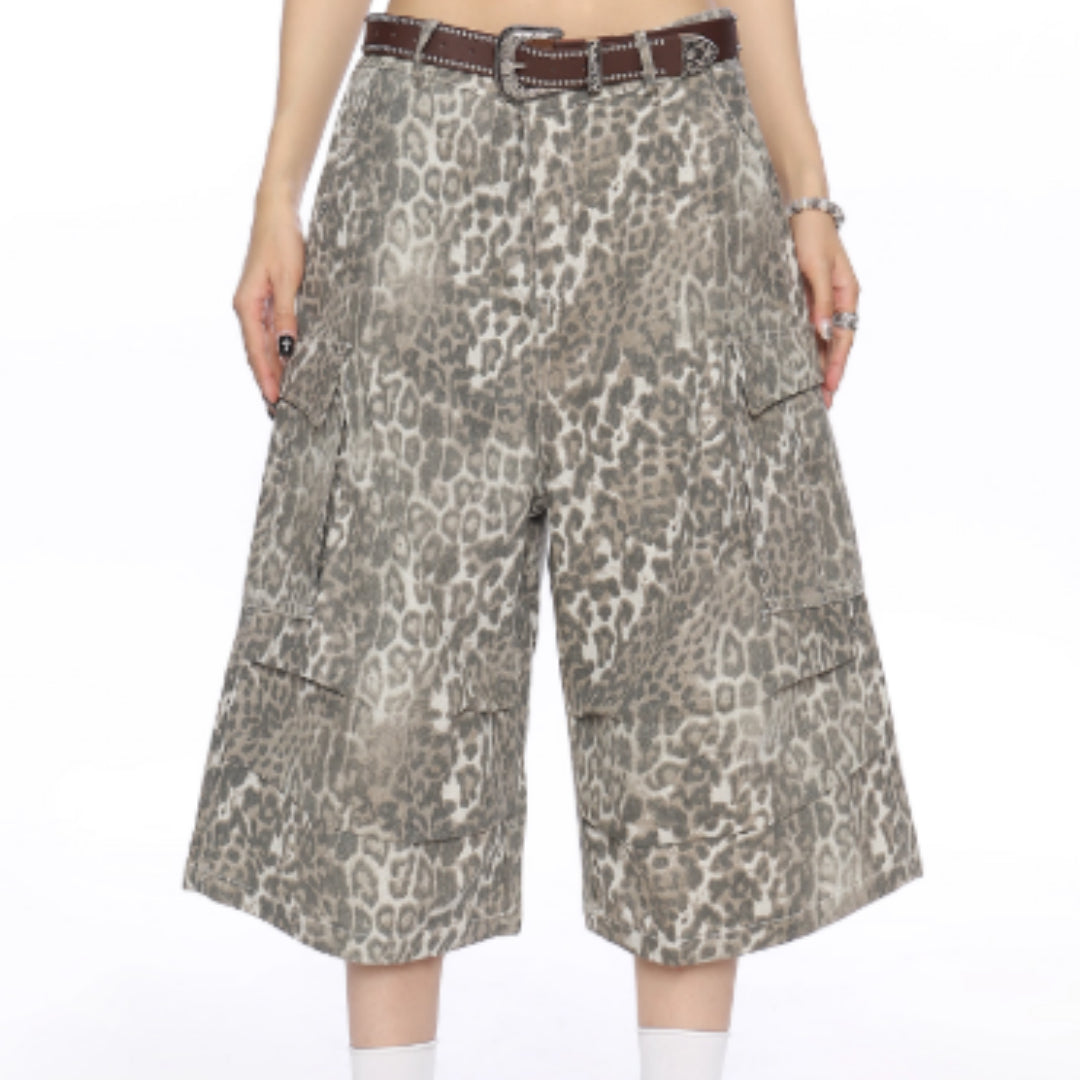 Indigo Denim Leopard Printed Trousers