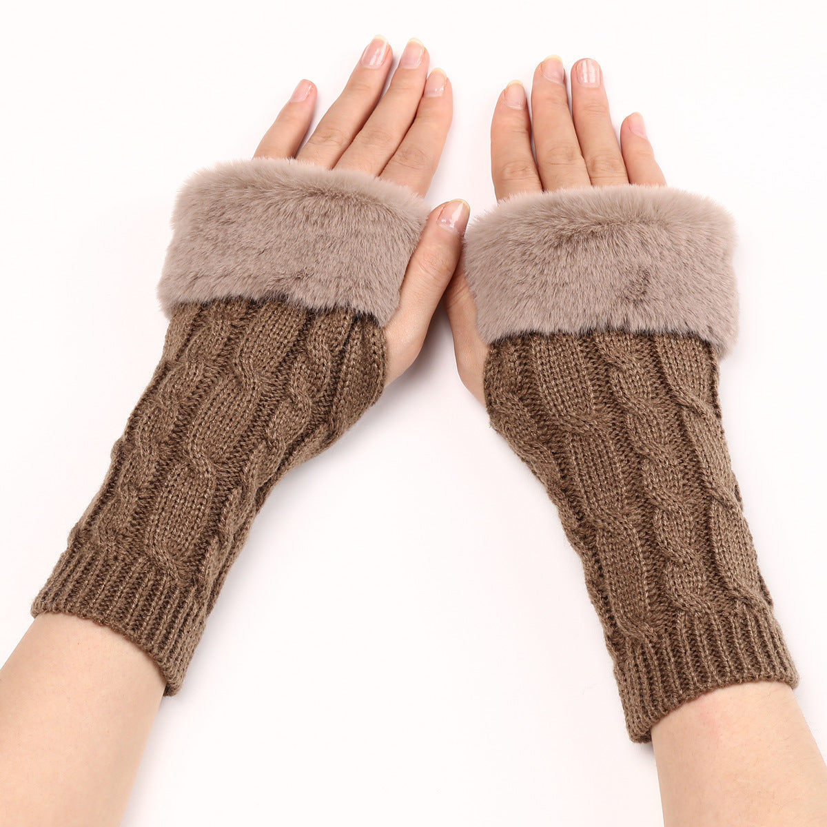 Ember Wool Cable-Knit Knit Arm Warmers