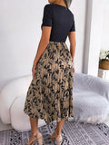 Nova High-Waist Pleated Printed Midi Dress
