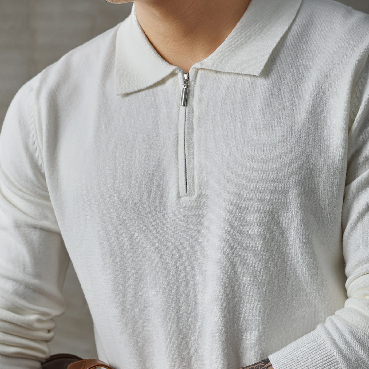 Atlas Men's Knit Long-Sleeve Polo Shirt
