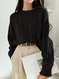 Hearth Chunky Cable-Knit Sweater in Black