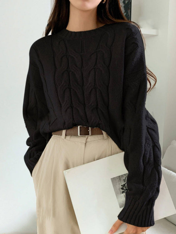 Hearth Chunky Cable-Knit Sweater in Black