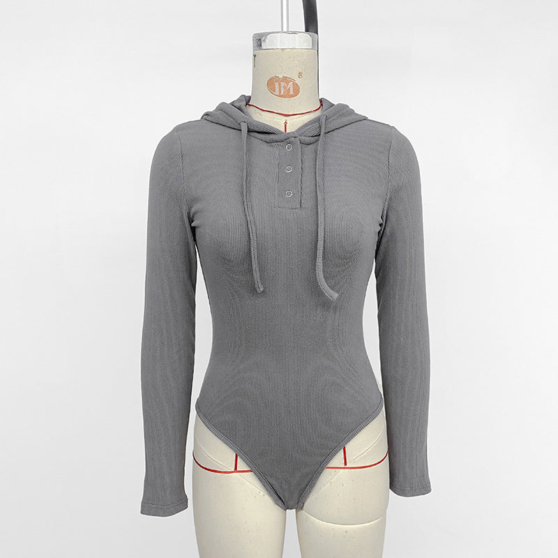 Contour Ribbed Hooded Bodysuit, view 2