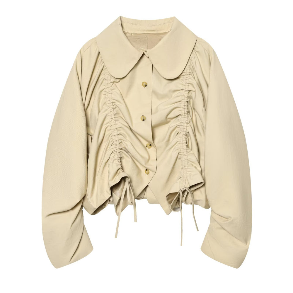 Lumen Pleated Short Trench Jacket