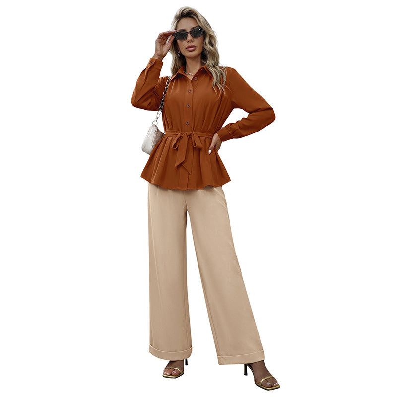 Sera Tie-Waist Shirt & Trousers Set