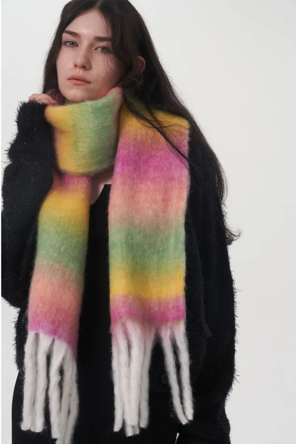 Ember Gradient Fringe Scarf in Gum Leaf