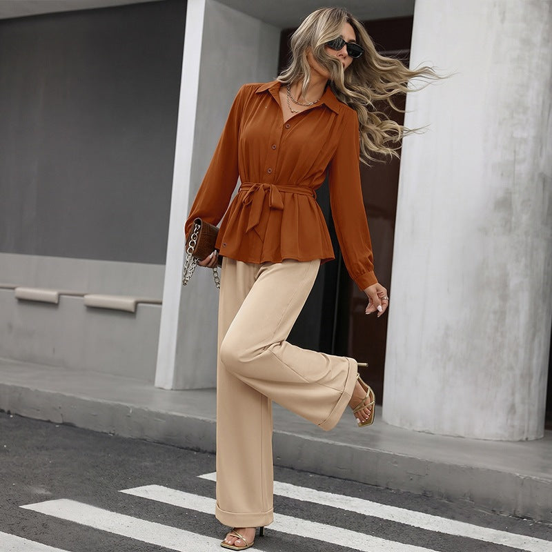 Sera Tie-Waist Shirt & Trousers Set, view 5