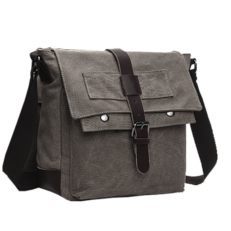 Small canvas messenger bag in grey