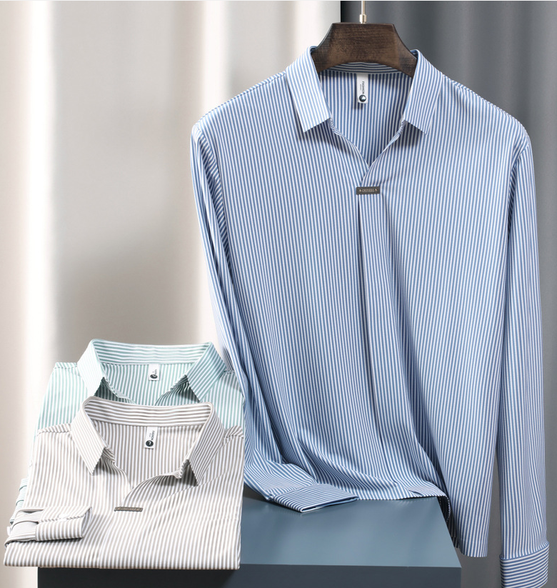 Metro Men's Striped Long-Sleeve Polo, view 2