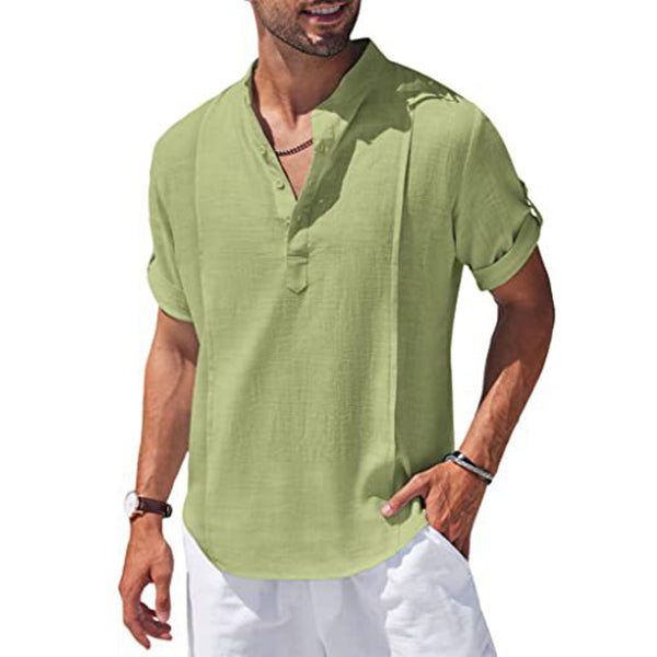 Metro Men's Linen Short-Sleeve Henley Shirt