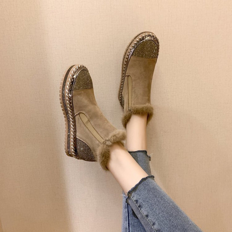Stride Platform Rhinestone Ankle Boots