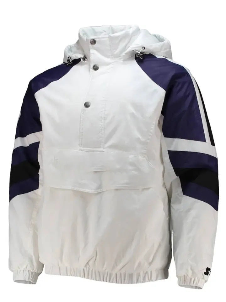 District Men's Hooded Half-Zip Colour-Block Windbreaker