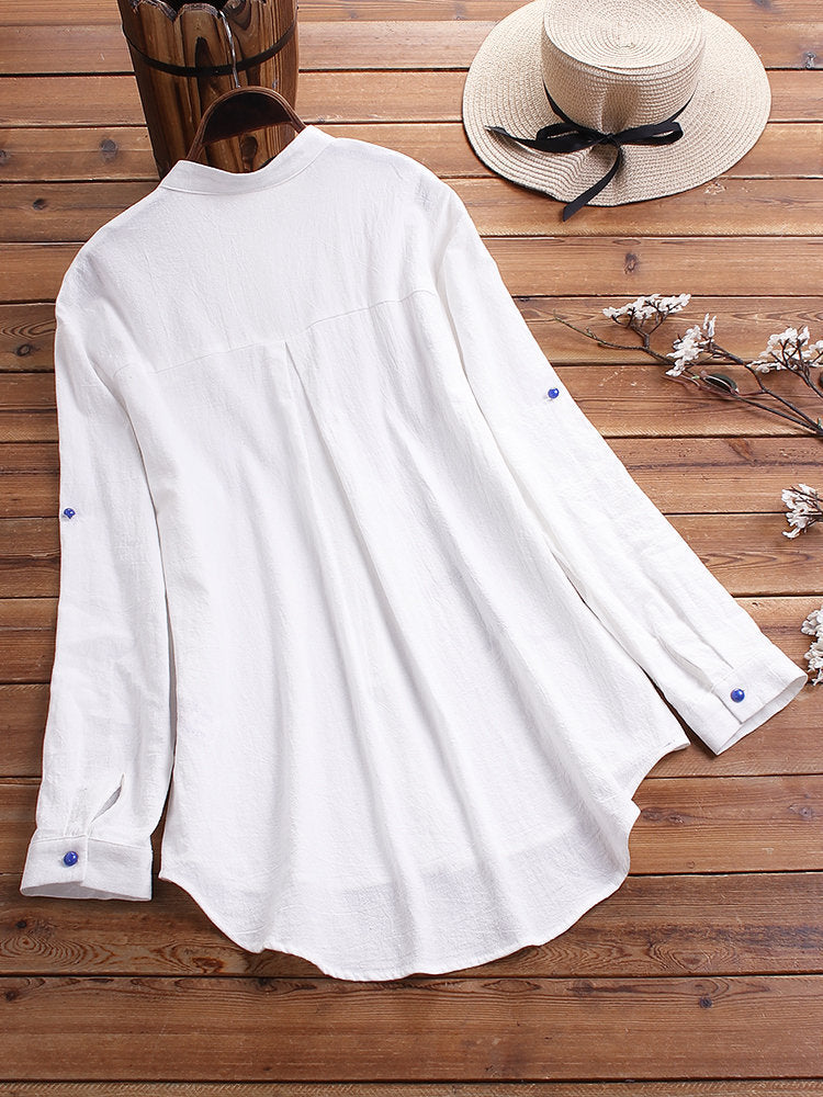 Aurelia Stand-Collar Button Printed Shirt