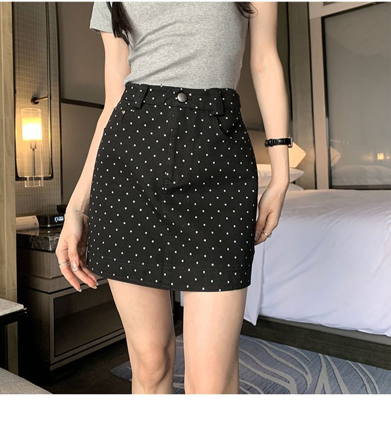 Sway Polka-Dot Denim Skirt