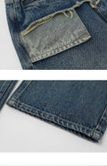 Indigo Distressed Retro Straight Jeans