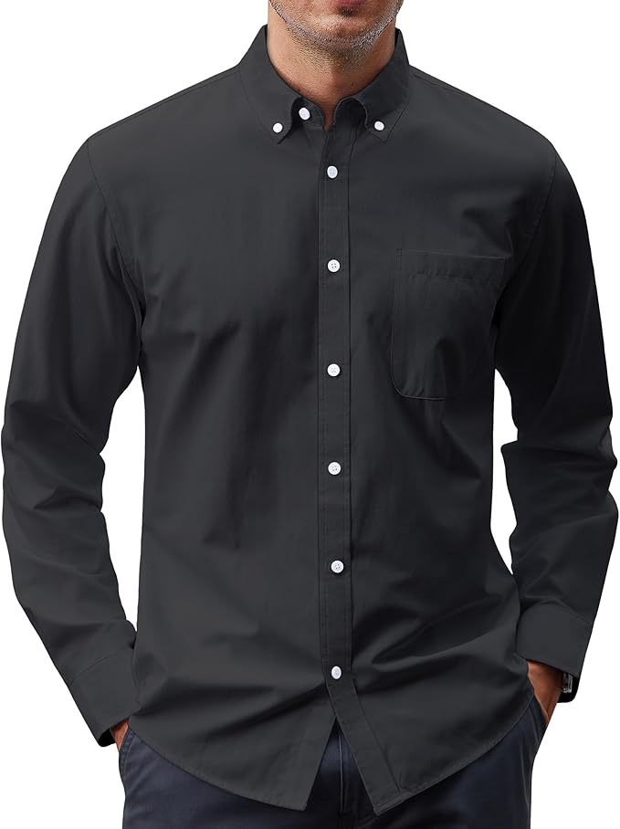 Metro Men's Long-Sleeve Button Solid Shirt