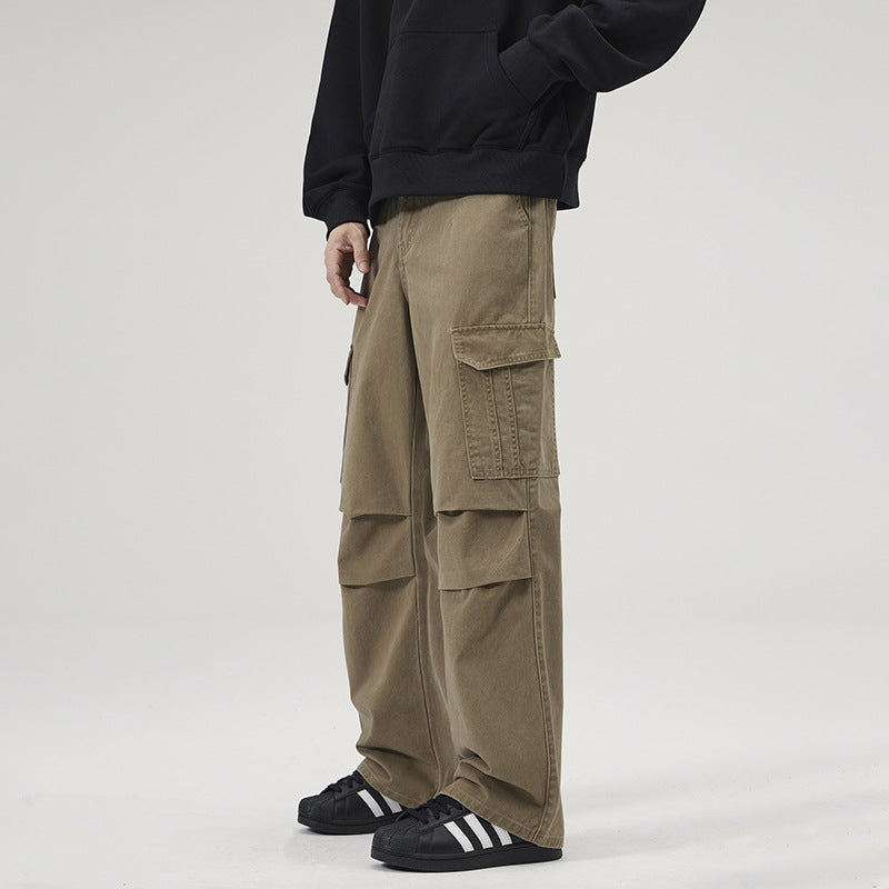 Rover Men's Multi-Pocket Pocket Washed Cargo Pants