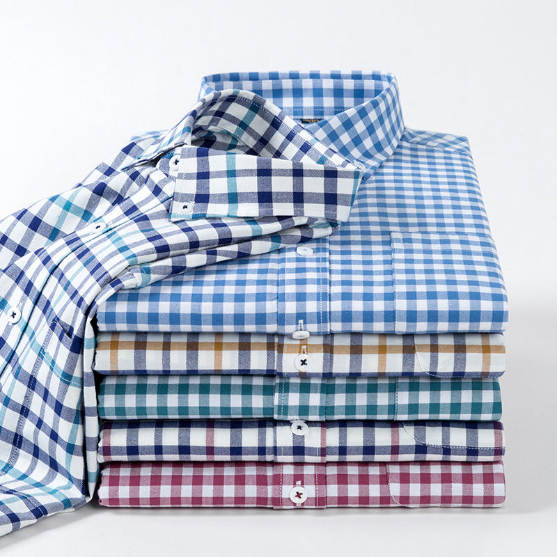 Metro Men's Cotton Striped Plaid Shirt