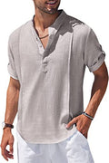 Metro Men's Linen Short-Sleeve Henley Shirt