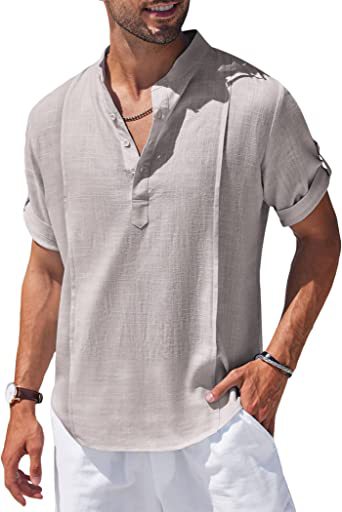 Metro Men's Linen Short-Sleeve Henley Shirt