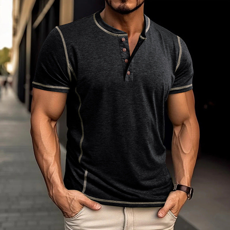 Metro Men's Short-Sleeve Round Henley Shirt