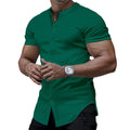 Metro Men's Stand-Collar Solid Henley Shirt