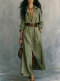 Nova Long V-Neck Shirt Dress
