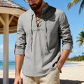 Metro Men's Linen Long-Sleeve Henley Shirt