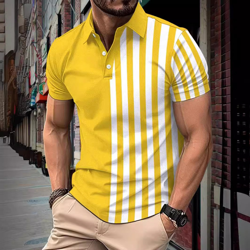 Metro Arden Men's Lapel Striped Polo Shirt