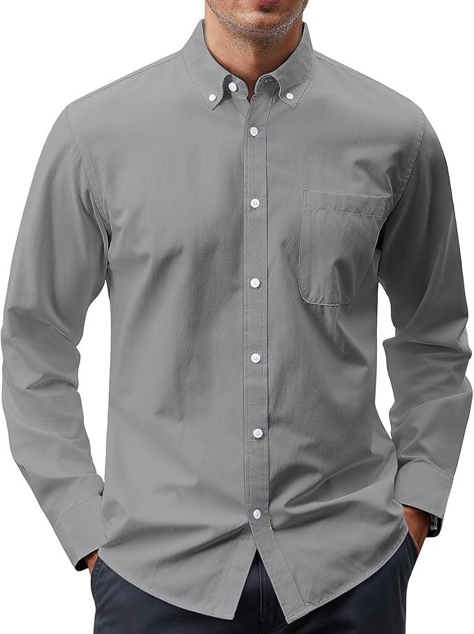 Metro Men's Long-Sleeve Button Solid Shirt