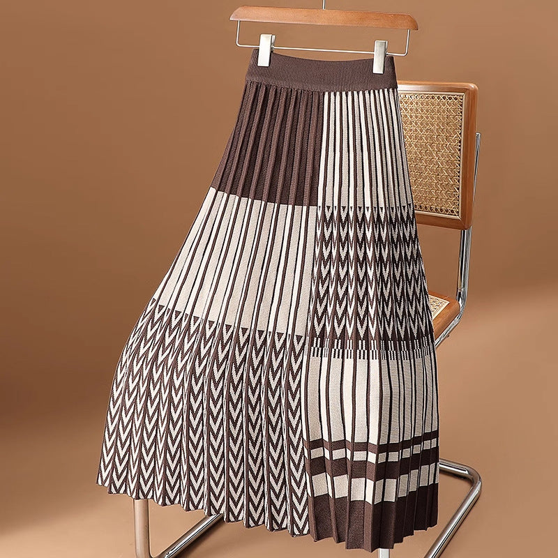 Sway Knit Plaid Pleated Skirt