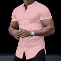Metro Men's Stand-Collar Solid Henley Shirt