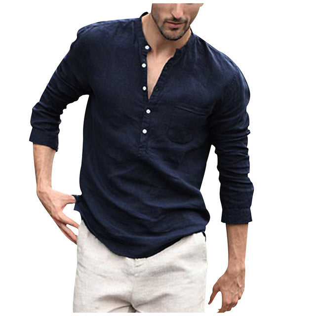 Metro Men's Linen Button Vintage Shirt