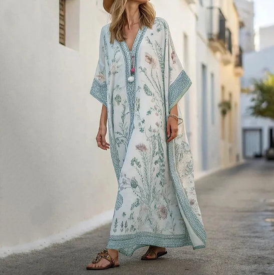 Nova Linen Long-Sleeve Maxi Dress