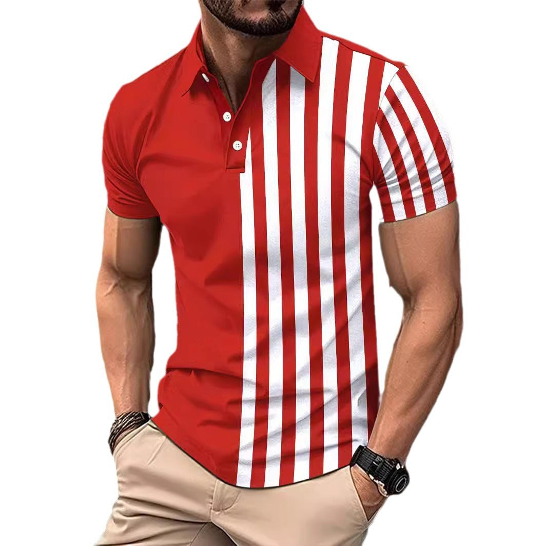 Metro Arden Men's Lapel Striped Polo Shirt
