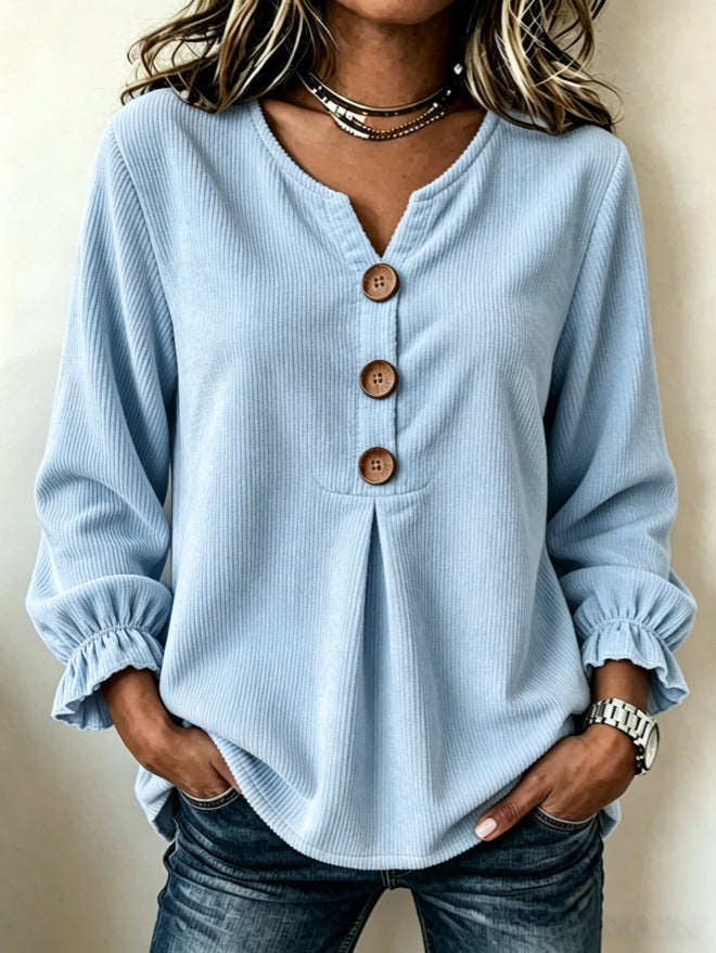 Aurelia Corduroy Long-Sleeve Blouse