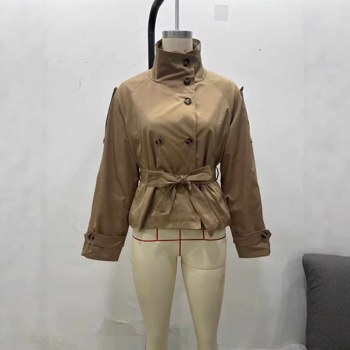 Lumen Lace Lace-Up Double-Breasted Trench Coat