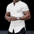 Metro Men's Stand-Collar Solid Henley Shirt