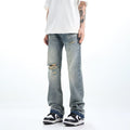 Indigo Men's Relaxed Straight Ripped Jeans