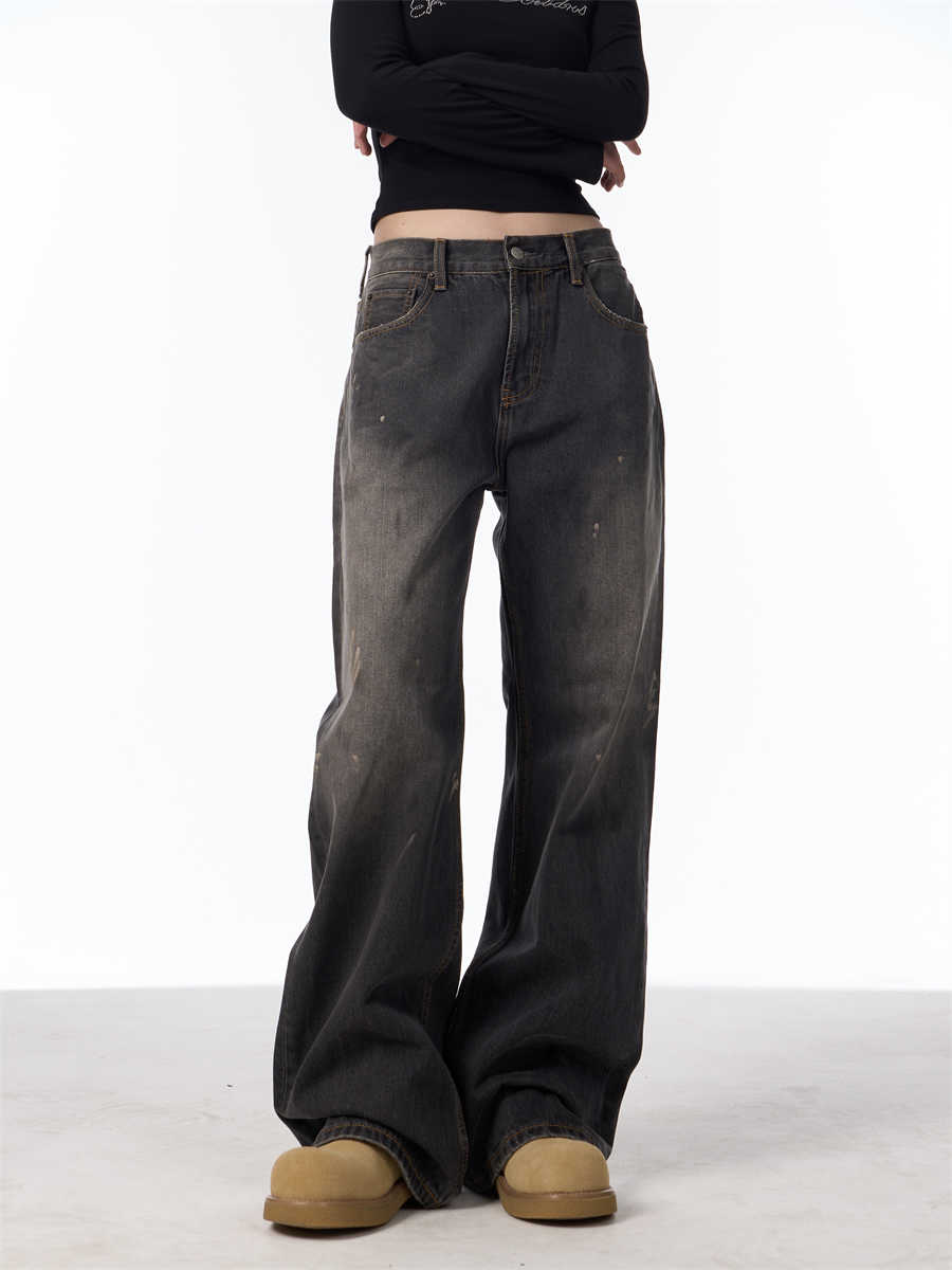 Indigo Relaxed Washed Retro Straight Jeans