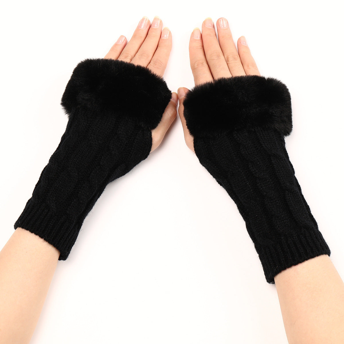 Ember Wool Cable-Knit Knit Arm Warmers