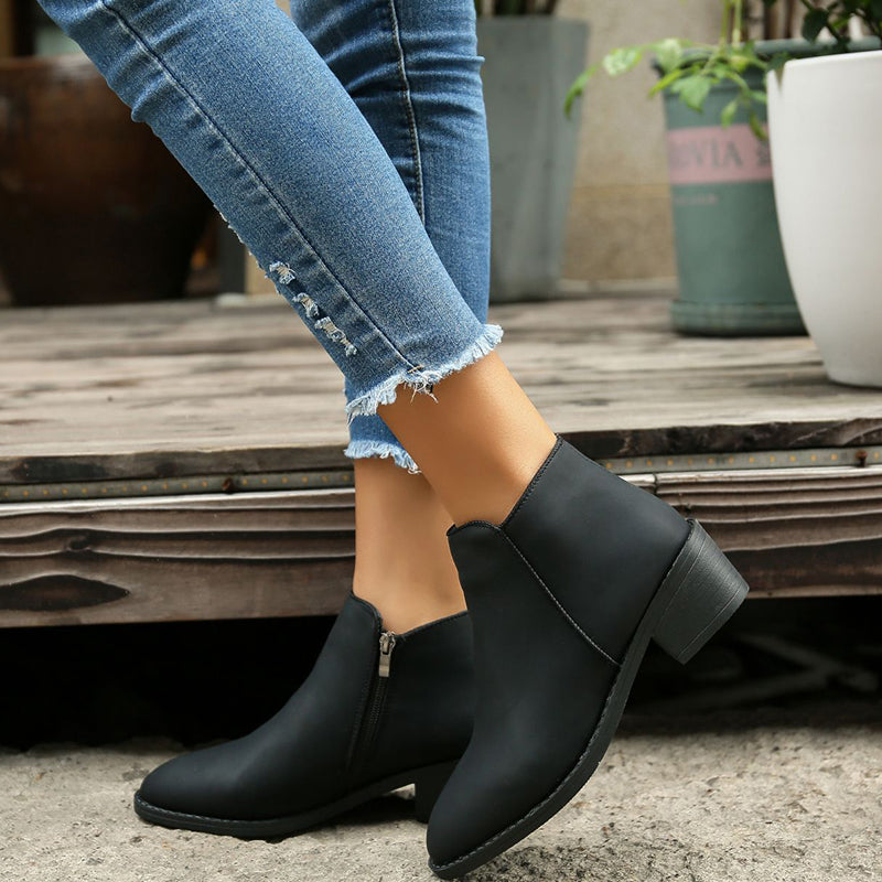 Stride Chunky Zip Water-Resistant Ankle Boots
