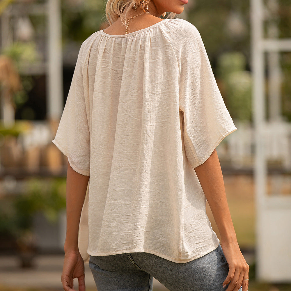 Aurelia Arden Relaxed Short-Sleeve Button Shirt