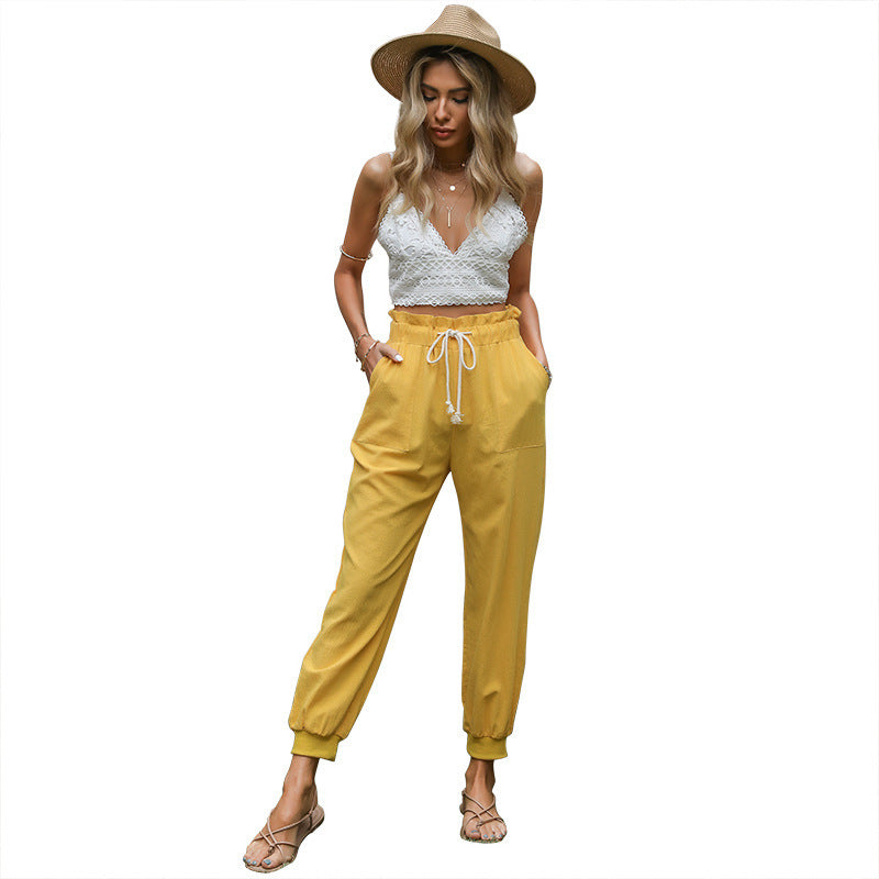 Flow Linen Cotton Drawstring Harem Pants
