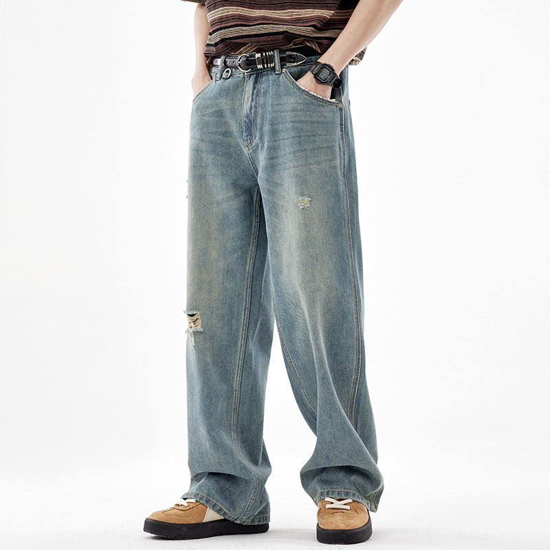 Indigo Men's Straight Ripped Jeans