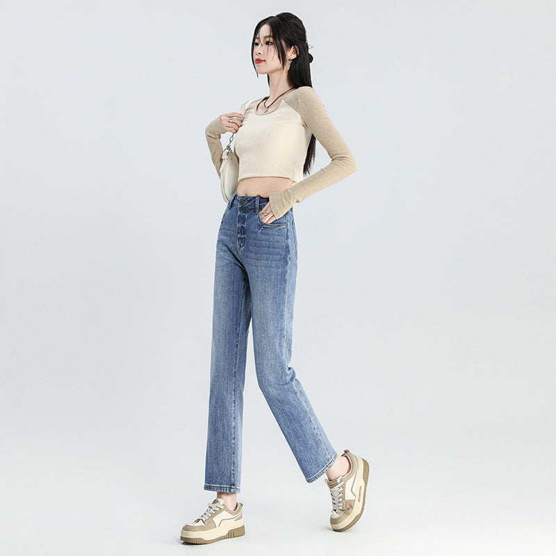 Indigo Cropped Straight Jeans