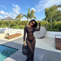 Nova Mesh Maxi Long-Sleeve Dress